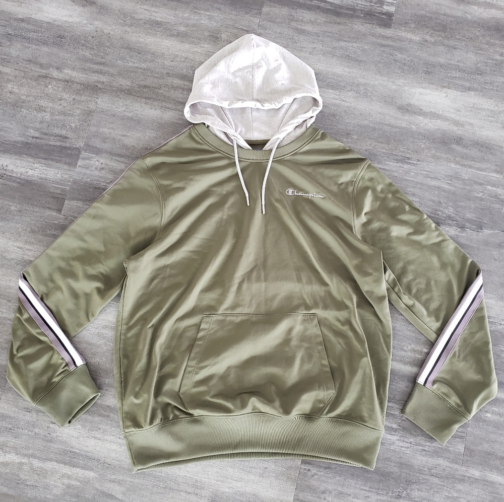 Olive Grey Champion Hoodie Long Sleeve